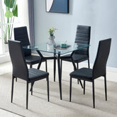 HAOYYE 4pcs Elegant Assembled Dining Chairs with Stripping Texture High Backrest and Sturdy Frame Modern Upholstered Side Chairs for Dining Room Kitchen Living Room Black Finish